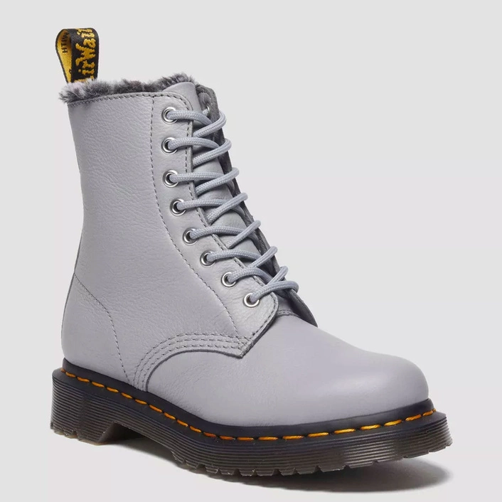 Dr. Martens fur-lined boots 1460 Serena Virginia light grey 31301775