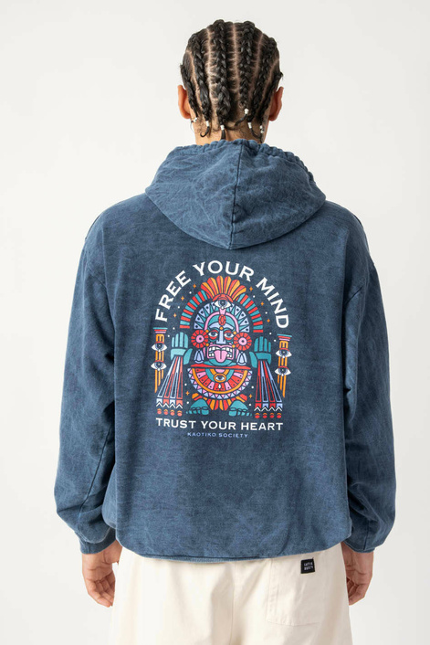 Kaotiko Navy Free Your Mind Washed Sweatshirt