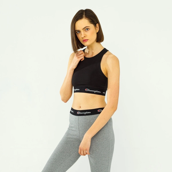 Champion SCRIPT LOGO WAIST RACER BACK SPORTS BRA BLACK