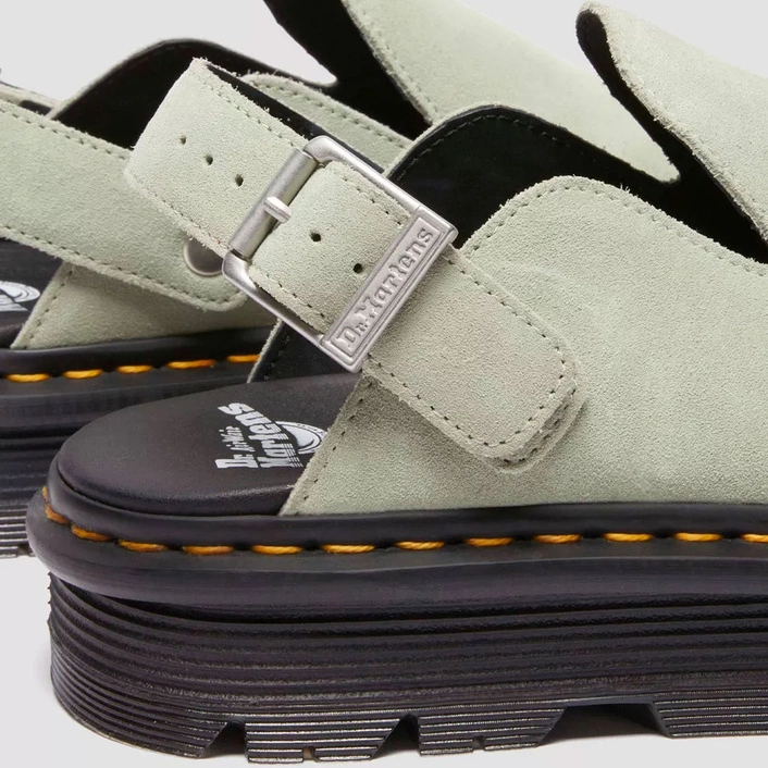 Dr. Martens Platform Mules Zebzag Slingback Suede Green 31937300
