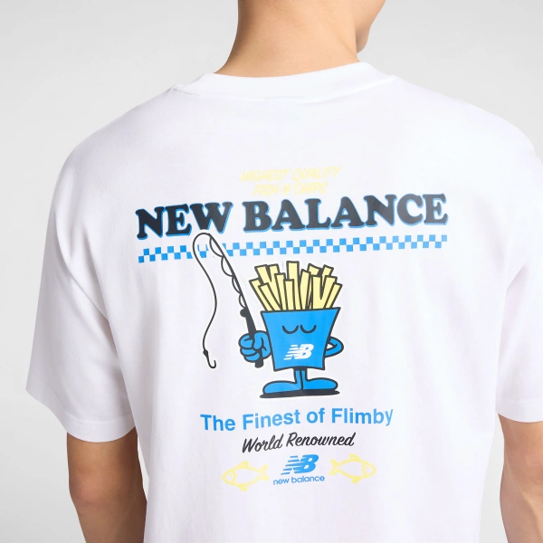 New Balance White T-shirt Fish and Chips MT61I5BMWT