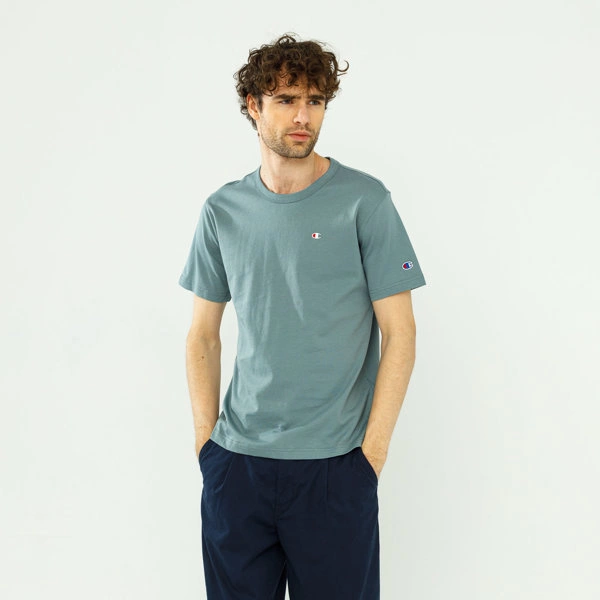 Champion BASIC C LOGO CREWNECK T-SHIRT PASTEL BLUE